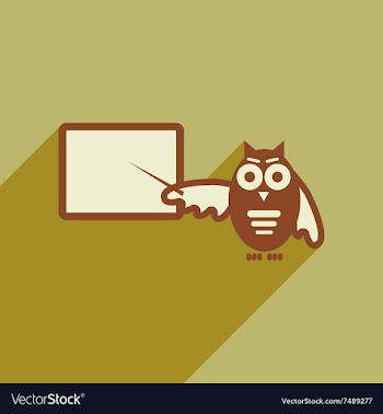 Flat icon with long shadow owl teacher vector image