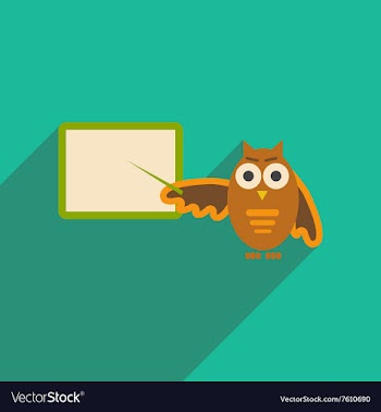 Flat icon with long shadow owl teacher vector image