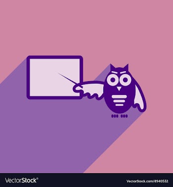 Flat icon with long shadow owl teacher vector image