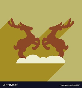 Flat icon with long shadow pair of deer vector image