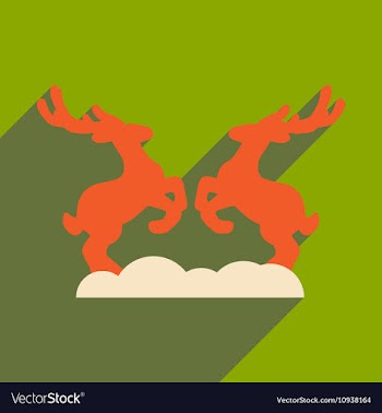 Flat icon with long shadow pair of deer vector image