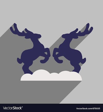 Flat icon with long shadow pair of deer vector image