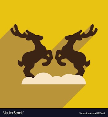 Flat icon with long shadow pair of deer vector image