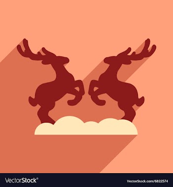 Flat icon with long shadow pair of deer vector image