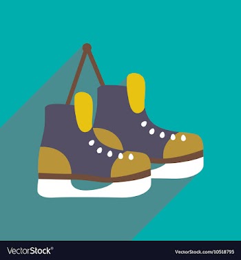 Flat icon with long shadow pair of skates vector image
