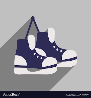 Flat icon with long shadow pair of skates vector image