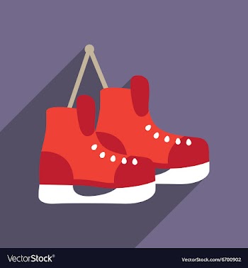 Flat icon with long shadow pair of skates vector image