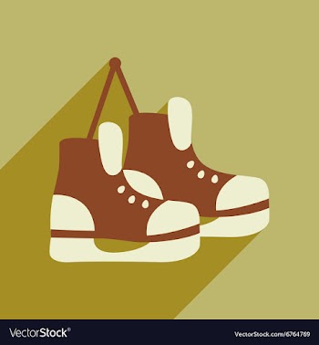 Flat icon with long shadow pair of skates vector image