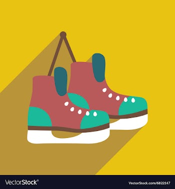 Flat icon with long shadow pair of skates vector image