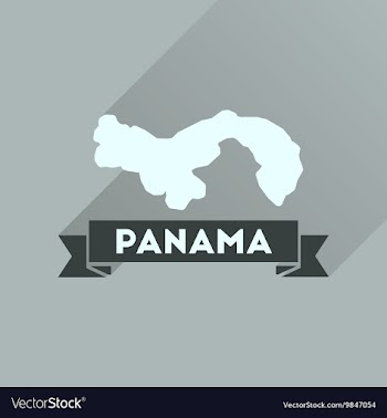 Flat icon with long shadow Panama map vector image