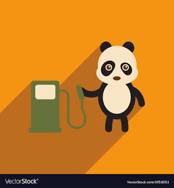 Flat icon with long shadow panda cartoon vector image