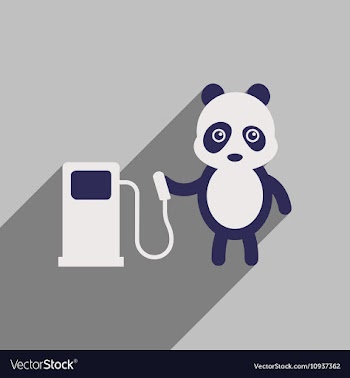 Flat icon with long shadow panda cartoon vector image
