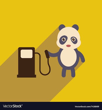 Flat icon with long shadow panda cartoon vector image