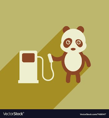 Flat icon with long shadow panda cartoon vector image