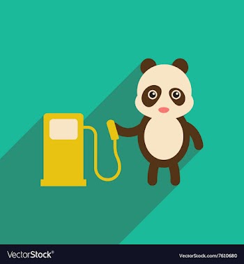 Flat icon with long shadow panda cartoon vector image