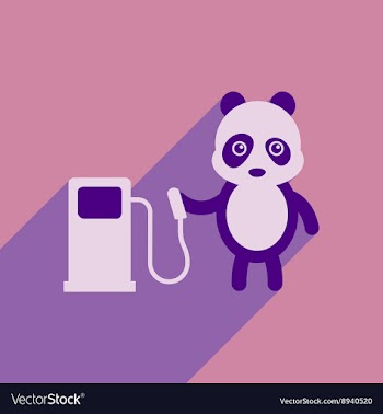 Flat icon with long shadow panda cartoon vector image
