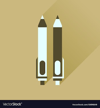 Flat icon with long shadow pen and pencil vector image