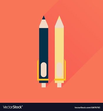 Flat icon with long shadow pen and pencil vector image