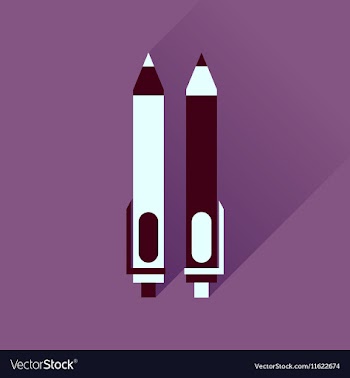 Flat icon with long shadow pen and pencil vector image