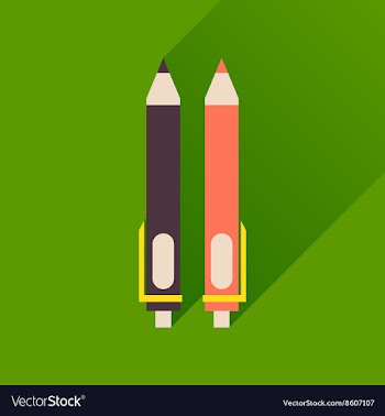 Flat icon with long shadow pen and pencil vector image