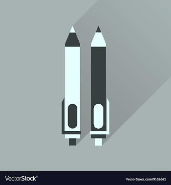 Flat icon with long shadow pen and pencil vector image