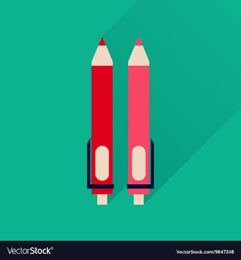 Flat icon with long shadow pen and pencil vector image