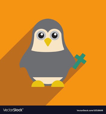 Flat icon with long shadow penguin cartoon vector image