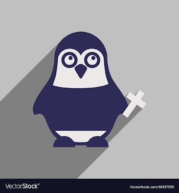 Flat icon with long shadow penguin cartoon vector image