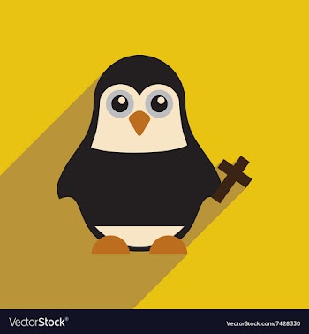 Flat icon with long shadow penguin cartoon vector image