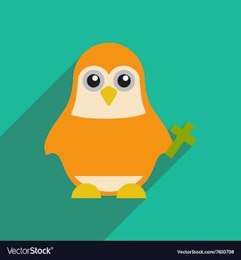 Flat icon with long shadow penguin cartoon vector image