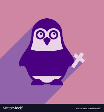 Flat icon with long shadow penguin cartoon vector image