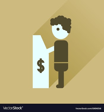 Flat icon with long shadow people ATM vector image