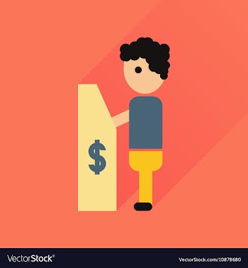 Flat icon with long shadow people ATM vector image