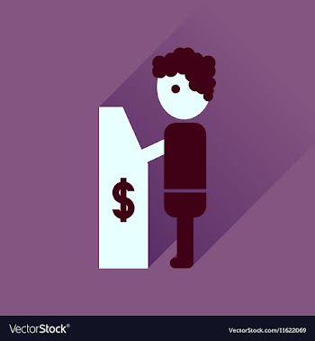 Flat icon with long shadow people ATM vector image