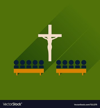 Flat icon with long shadow People in church vector image