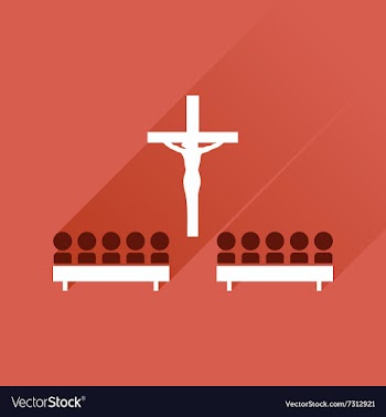 Flat icon with long shadow People in church vector image