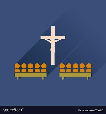 Flat icon with long shadow People in church vector image
