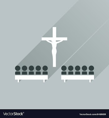 Flat icon with long shadow People in church vector image