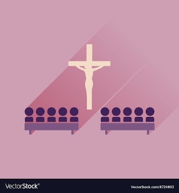 Flat icon with long shadow People in church vector image