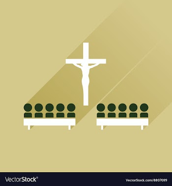 Flat icon with long shadow People in church vector image
