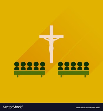 Flat icon with long shadow People in church vector image