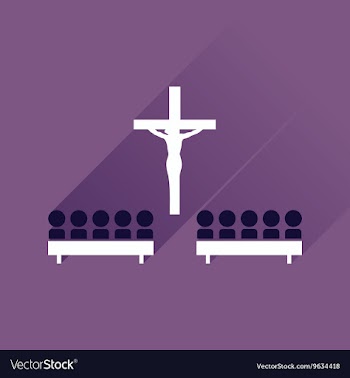 Flat icon with long shadow People in church vector image
