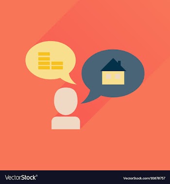 Flat icon with long shadow people money home vector image
