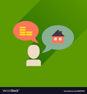 Flat icon with long shadow people money home vector image