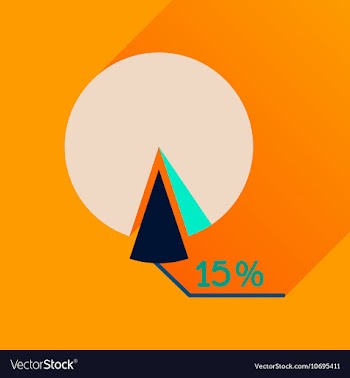 Flat icon with long shadow percent chart vector image