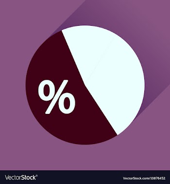 Flat icon with long shadow percent chart vector image