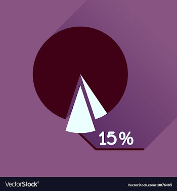 Flat icon with long shadow percent chart vector image