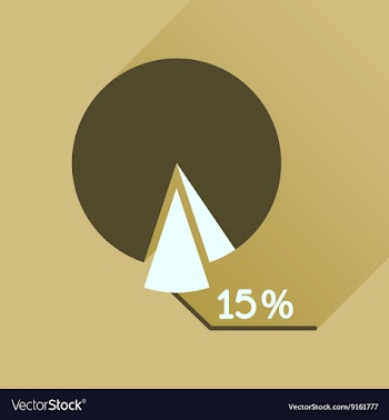 Flat icon with long shadow percent chart vector image