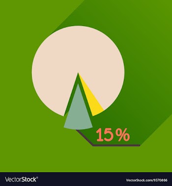 Flat icon with long shadow percent chart vector image