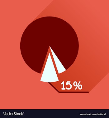 Flat icon with long shadow percent chart vector image